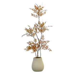 仿真绿植南天竹红色高级感客厅装饰摆件室内大型盆栽假树仿生植物