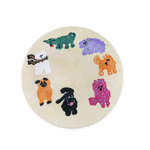 赛波斯X东京艺术家合作款狗狗圆形地毯可爱儿童卧室卡通床边毯