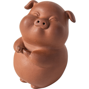 创意紫砂小猪茶宠摆件精品可爱茶玩治愈系茶桌茶盘装饰品生肖摆设