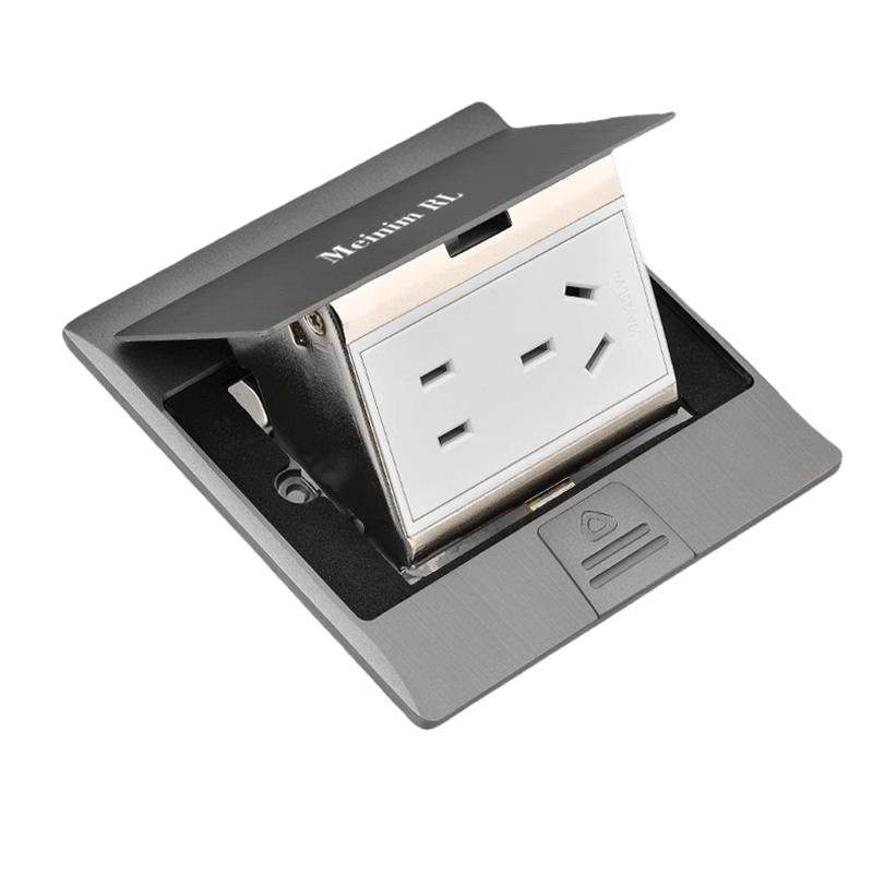 灰色慢弹带阻尼五孔地板地面插座