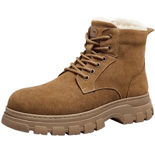 骆驼男鞋2025冬季新款加绒保暖高帮鞋增高厚底休闲百搭户外雪地靴