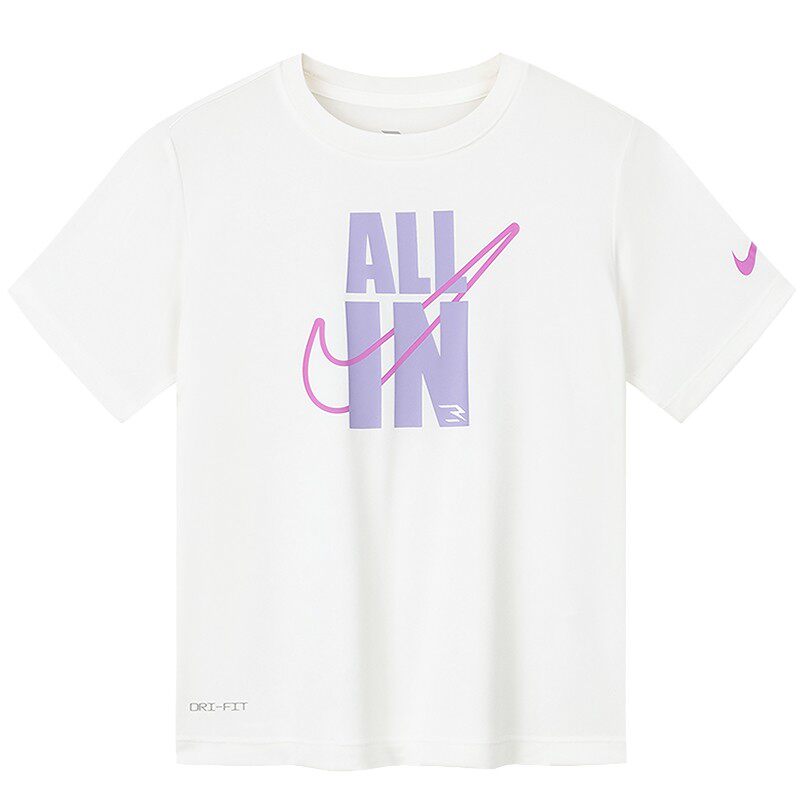 Nike 3brand童装女童短袖T恤夏季中大童儿童宽松运动上衣柔棉半袖