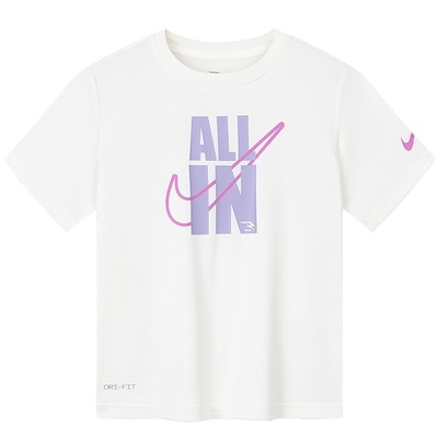 Nike 3brand童装女童短袖T恤夏季中大童儿童宽松运动上衣柔棉半袖