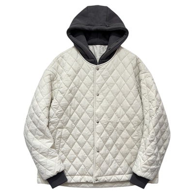 假两件连帽棉服外套撞色加厚棉衣