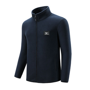 Mizuno/美津浓户外休闲抓绒衣加绒情侣夹克秋冬开衫立领男士外套