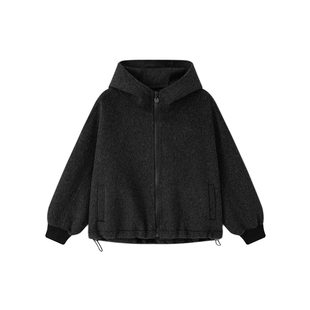 2025秋冬新款男童双面羊绒大衣儿童羊毛呢外套连帽短款女童装上衣