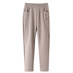 中老年裤子女秋冬加绒加厚休闲裤奶奶春秋直筒裤妈妈保暖长裤方便