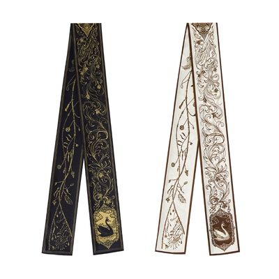 CARELESSLY黑天鹅法式长条丝巾