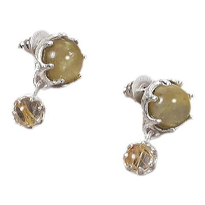 原创手工纯银镀白金星光耳坠