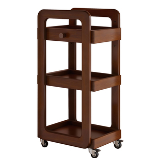 实木置物架小推车窄边架子落地家用可移动客厅零食厨房多层收纳架