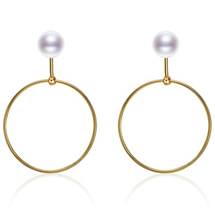 京润珍珠时依银S925淡水珍珠耳钉8-9mm馒头形白色复古潮流感耳饰D