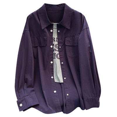 巨好看玫红色衬衫外套搭配吊带女