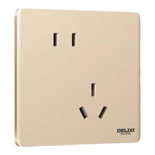 德力西斜五孔插座超薄5.8mm面板86型暗装家用错位10a二三插带开关