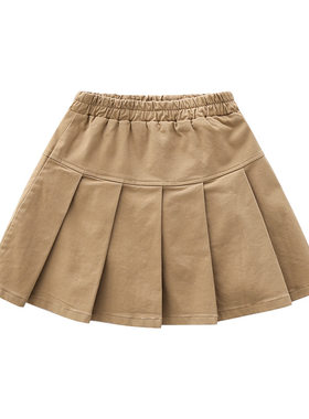女童半身裙夏季卡其色小学生短裙