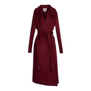 MEDECOO/墨蒂珂2024冬季新款连帽系带双面呢羊毛大衣外套MID20218