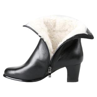 3515强人正品高跟秋季时尚女士真皮马丁靴子加绒内里保暖耐磨冬靴