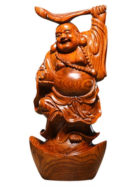 花梨木雕笑佛像实木雕刻