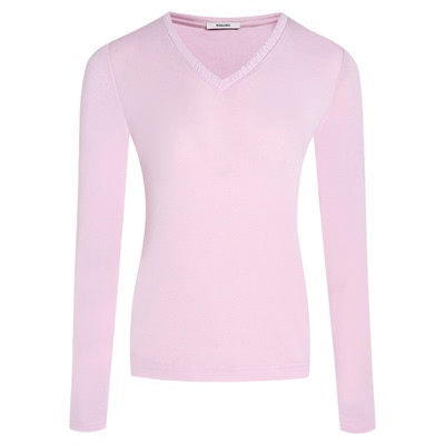 REDOLENCE褶皱V领收腰女长袖T恤