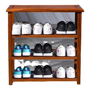 60长30宽59cm高三层鞋架全实木金花梨木可坐门厅口多层鞋柜换鞋凳
