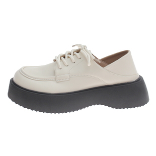 厚底小皮鞋女英伦风2025新款春秋季玛丽珍单鞋系带白色jk乐福鞋子