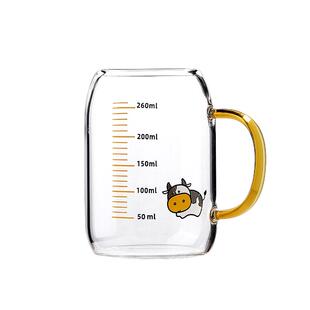 儿童牛奶杯带刻度宝宝奶杯家用微波炉可加热早餐奶粉耐高温玻璃杯
