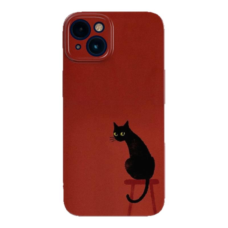红色黑猫~小众不撞款iPhone17promax苹果14小米15新款nova13华为mate60艺术感p80适用oppo