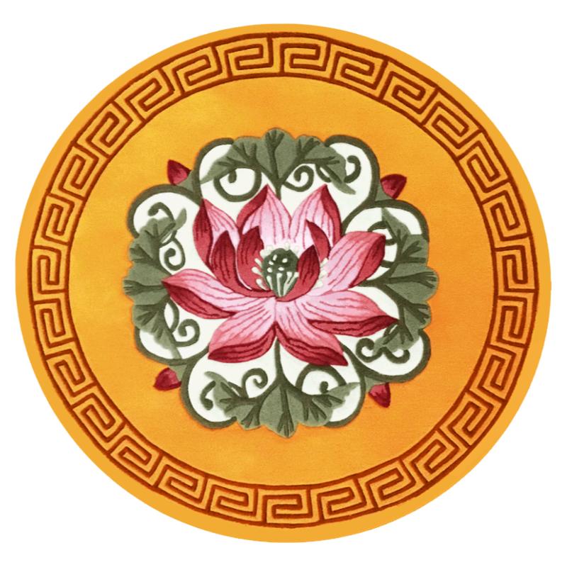禅意新中式莲花荷花前佛堂圆毯