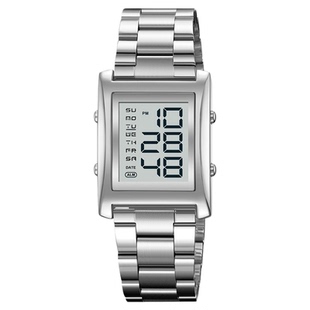 时刻美品牌时尚方块手表学生钢带多功能男士户外休闲腕表防水男款