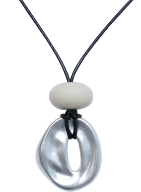 方糖家复古银色哑光吊坠毛衣链