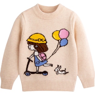 女童羊绒衫儿童毛衣2025新款秋冬圆领婴儿针织衫打底衫宝宝羊毛衫