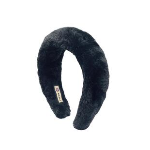 Mibeco加厚毛毛发箍女宽边高颅顶秋冬毛绒发饰女黑色海绵兔毛发卡