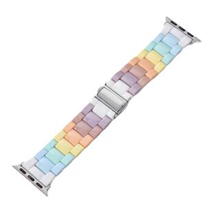 适用于applewatchS11糖果表带iwatch9彩色树脂三株表带苹果手表S10可爱多巴胺彩虹透气se代41/45mm小众夏日女