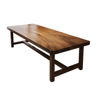 南美胡桃木茶桌书桌一体两用实木大板长条桌新中式客厅家用办公桌