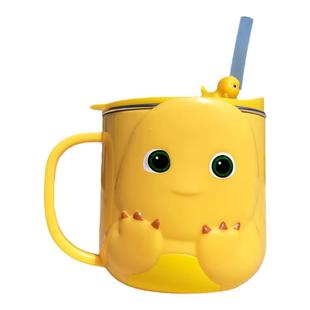 奶龙儿童水杯牛奶316不锈钢宝宝喝水学饮杯家用刻度幼儿园送吸管