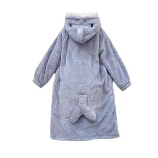 珊瑚绒睡衣女冬季2025新款男士加厚秋冬睡裙长鲨鱼睡袍套装家居服