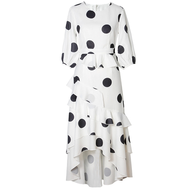 大码法式波点雪纺连衣裙遮肚减龄