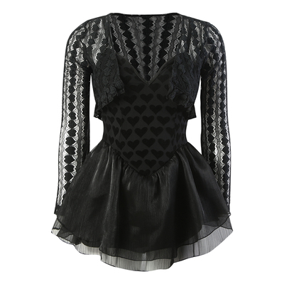 少年齐长袖两件套少女连体裙泳衣