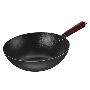 苏泊尔铁锅家用炒菜锅无涂层老式锤纹圆底精铁炒锅明火燃气灶专用