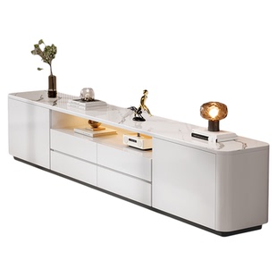 高款电视柜落地卧室家用小户型实木收纳储物柜一体岩板电视机柜