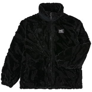 Lee25秋冬新品舒适版立领织标Logo黑色男女同款摇粒绒棉服外套