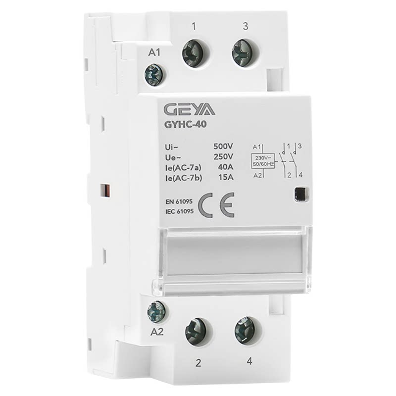 GEYA小型交流接触器25A63A家用220V线圈DC24V控制开关继电器GYHC