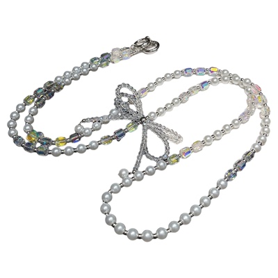 高级奢华水晶珍珠蝴蝶结斜挎