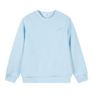 特步男童卫衣2026春季新款男孩中大童白色圆领运动上衣儿童套头衫