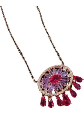 碧玺算盘彩虹宝石戒指 绝地武士 镀18K金 矢车菊胭脂锆石项链耳环