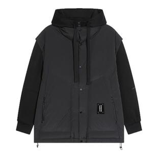 ALLIN 假两件连帽羽绒服男冬季鸭绒内胆工装运动潮牌户外保暖外套