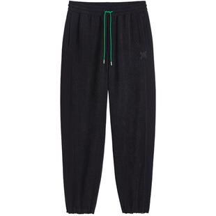 太平鸟男装休闲裤春秋季长裤宽松直筒卫裤复古提花纹理运动抽绳裤