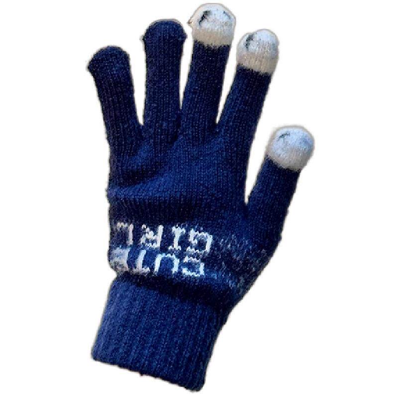 手套女冬季可爱加绒加厚保暖触屏2025新款学生防寒露指男手套