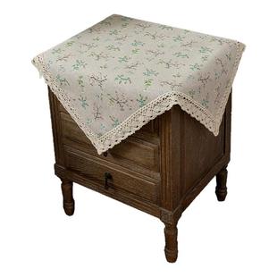 床头柜盖布棉麻质感简约桌布多用盖巾边几洗衣机微波炉冰箱防尘