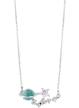 法国复古水晶幸运星小宇宙项链