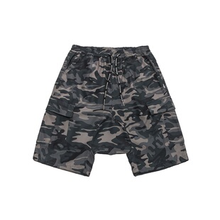 Medaigual 防水胯裆松紧腰迷彩短裤男街头哈伦裤宽松工装五分裤夏
